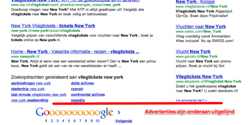 Google AdWords advertenties zijkant onderaan uitgelijnd