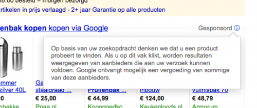 Google Shopping gesponsord melding